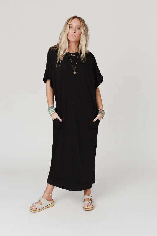 Additional Time-Limited Offers The Nest Laurel Short Sleeve Maxi Dress - Black