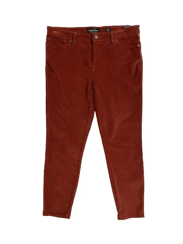 Style Without Limits Corduroy Cropped Skinny Pants In Rust Brown