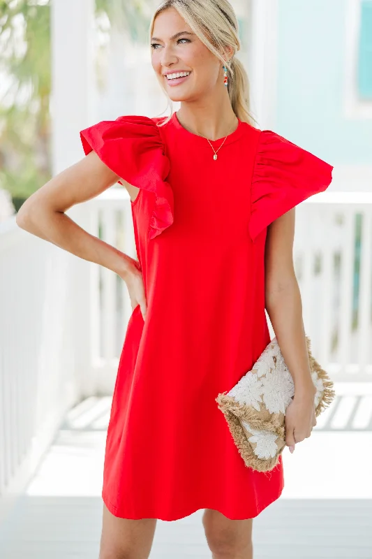 Elegant Details Get Ready Red Ruffled Mini Dress