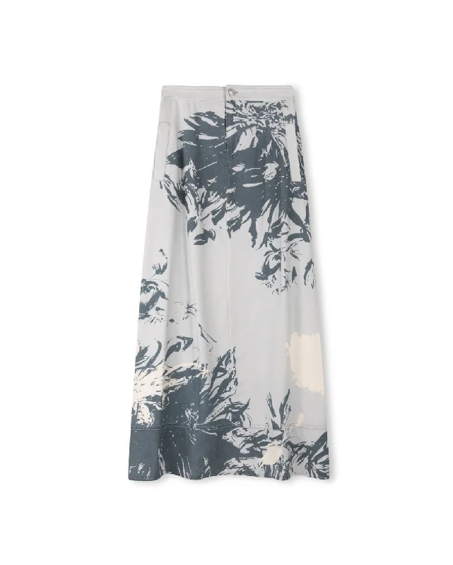 Forward Trendsetter Flower Print Denim Skirt