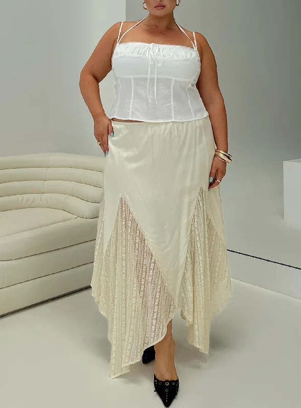 Minimalist Office - Ready Style Madame Lace Maxi Skirt Cream Curve