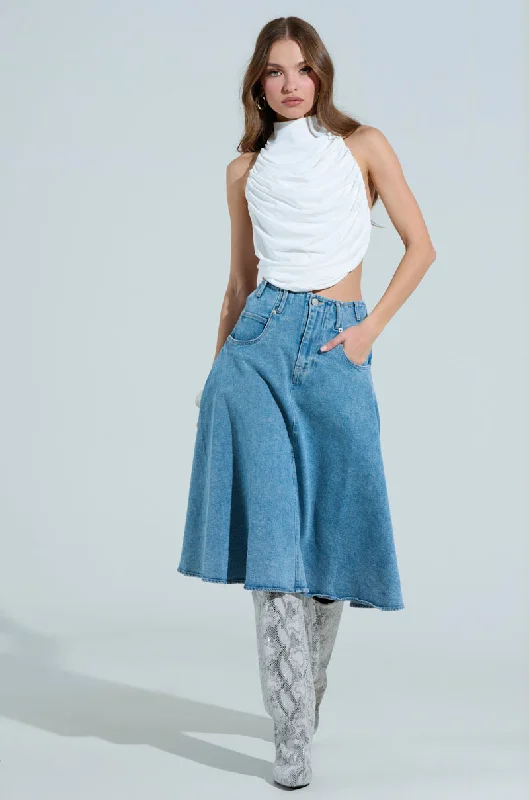 Designer Wear On Sale BRITNEY MIDI DENIM SKIRT