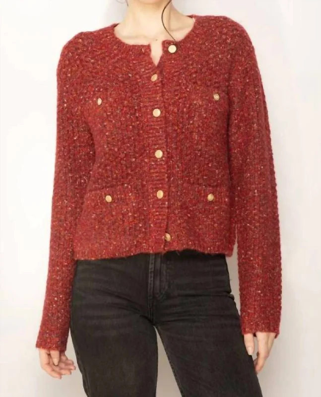 Massive Savings Raya Chanel Cardigan In Speckled Red