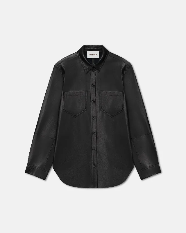 Fashion-Forward Women's Clothing Limited Time Giana - Okobor™ Alt-Leather Shirt - Black Fashion-Forward Women's Clothing Limited Time Giana - Okobor™ Alt-Leather Shirt - Black
