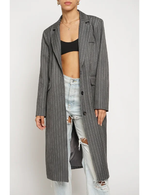 First Order Discount Laurel Pinstripe Coat, Charcoal