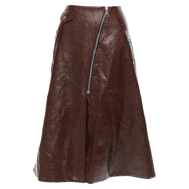 Explore What's New Beaufille coated scaled cotton silver asymmetric zip midi skirt