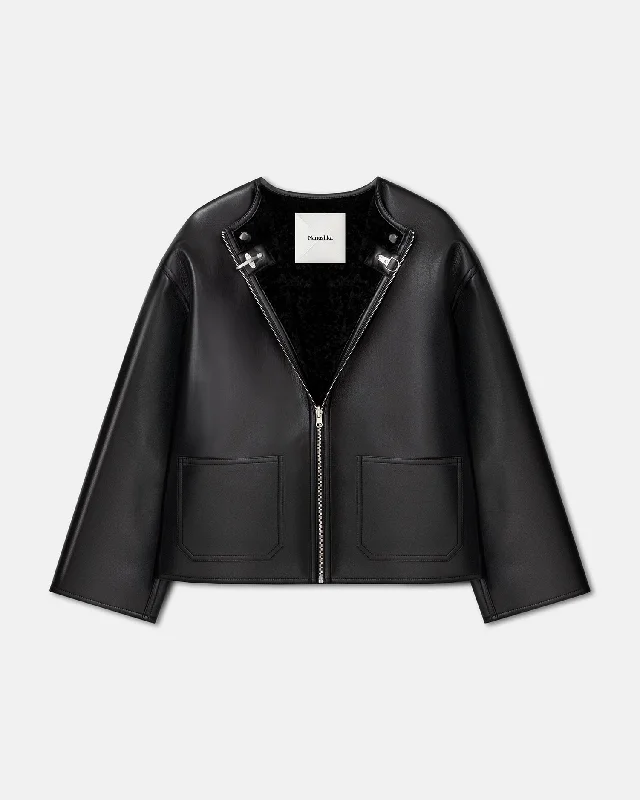 Affordable Fashion Clothing For Women Latest Fashion Panka - Reversible Bonded Shearling Jacket - Black/Black Affordable Fashion Clothing For Women Latest Fashion Panka - Reversible Bonded Shearling Jacket - Black/Black