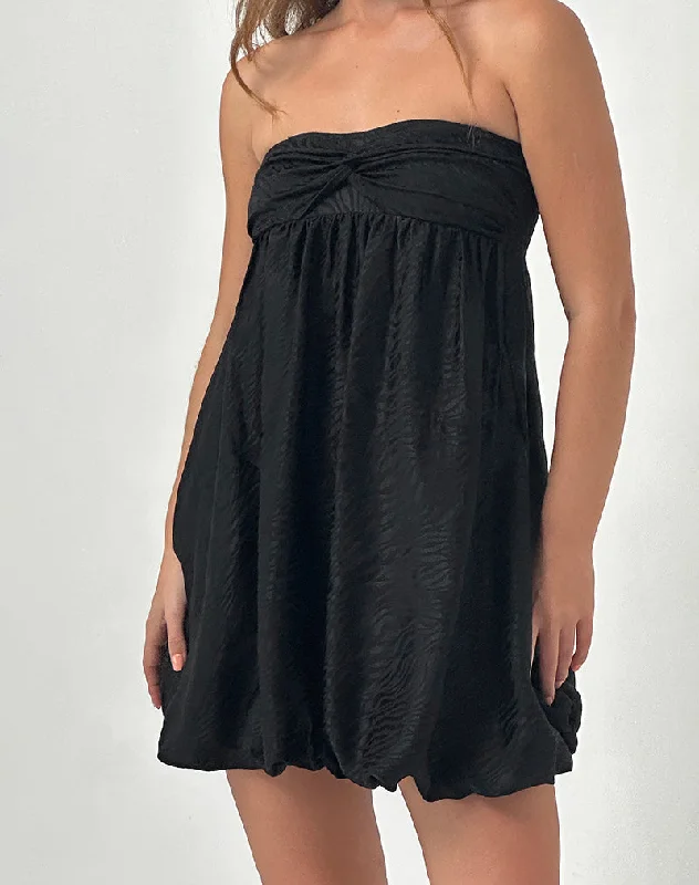 Spring Fashion Richie Mini Dress in Satin Jacquard Black