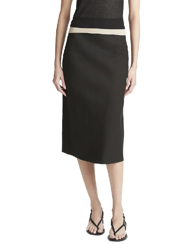 Sophisticated Cut Vince Easy Linen-Blend Slip Skirt