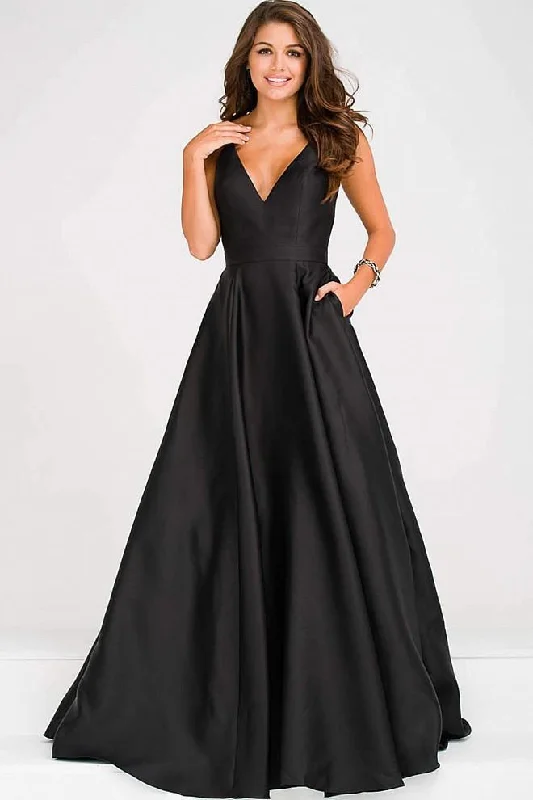 Top Brand Discounts JVN by Jovani JVN48791 - Spaghetti Strap V-Neckline Satin Prom Dress