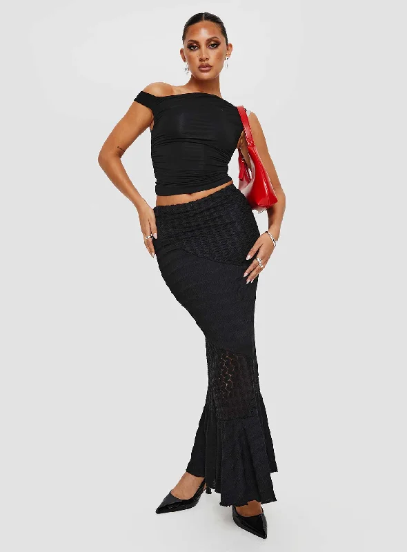 Quick Grab Deals Natoma Lace Bias Cut Maxi Skirt Black