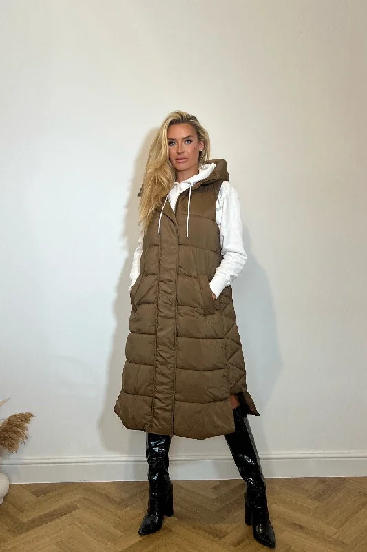 Hot Picks Y.A.S PADDED VEST COAT IN BROWN