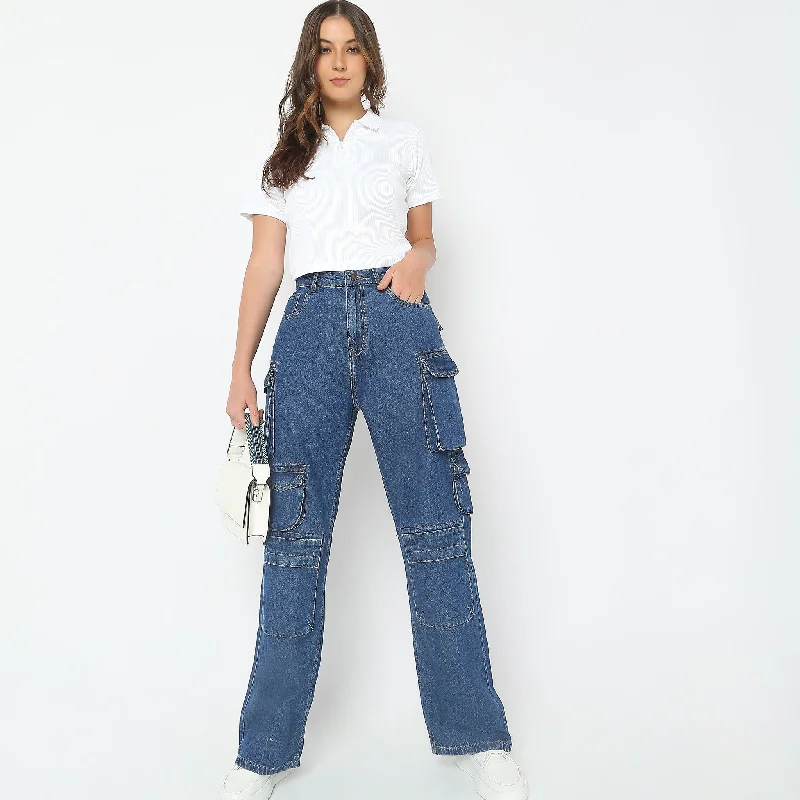 Exclusive Discount Cargo Fit High Rise Jeans