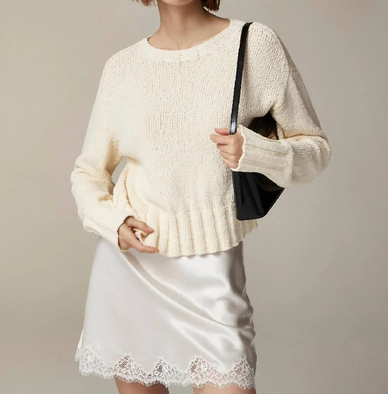 Trendy New Clothes Relaxed Crewneck Sweater In Antique White