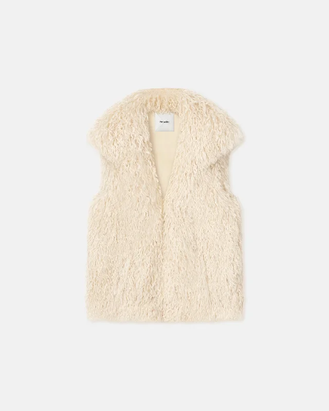 Women's Occasion Wear Clothing The Good Stuff Ried - Faux Racka Fur Vest - Creme