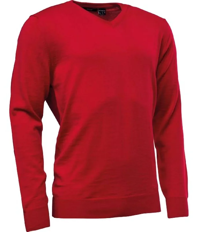 Women's Festive Attire Y2K Nostalgic Fashion Look Men's Milano Pullover Sweater In Red Women's Festive Attire Y2K Nostalgic Fashion Look Men's Milano Pullover Sweater In Red