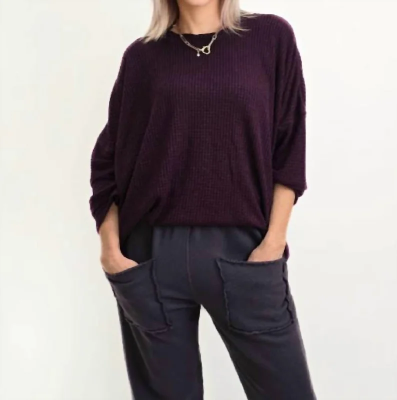 Elegant Ensemble Oversized Knit Sweater In Plum