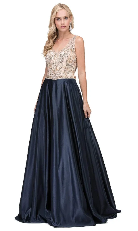 Best Seller Dancing Queen 2416 - Sleeveless Satin A-Line Prom Gown