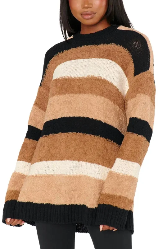 Modern Women's Attire Nordic Minimalist Home Look Timothy Sweater In Neutral Multi Stripe Knit Modern Women's Attire Nordic Minimalist Home Look Timothy Sweater In Neutral Multi Stripe Knit
