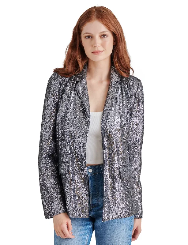 Chic Styles Payton Sequin Blazer, Silver Grey