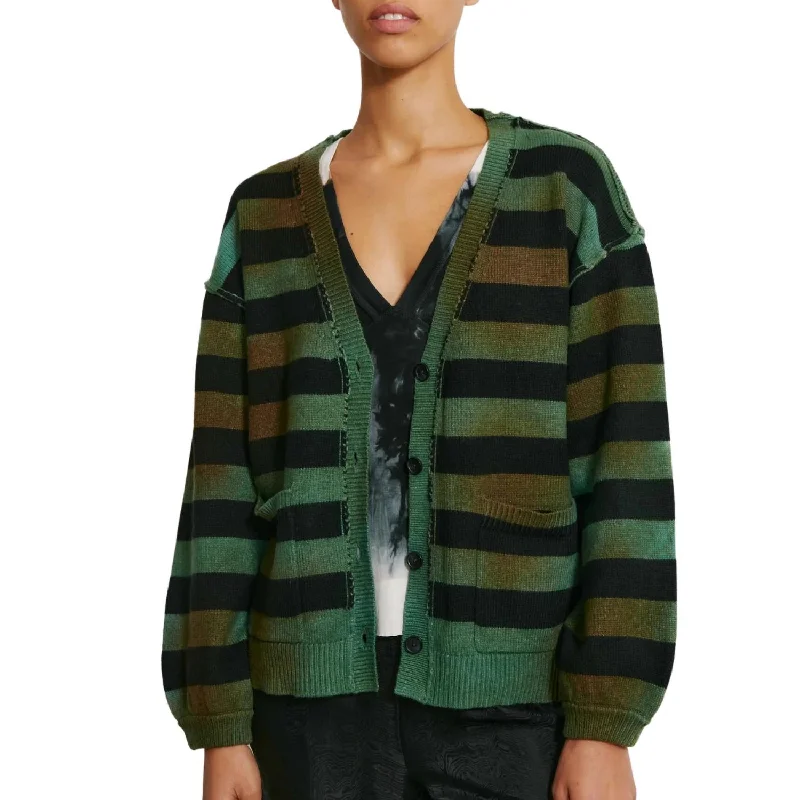 Fashionista Favorites Viola Cardigan In Forest Stripe