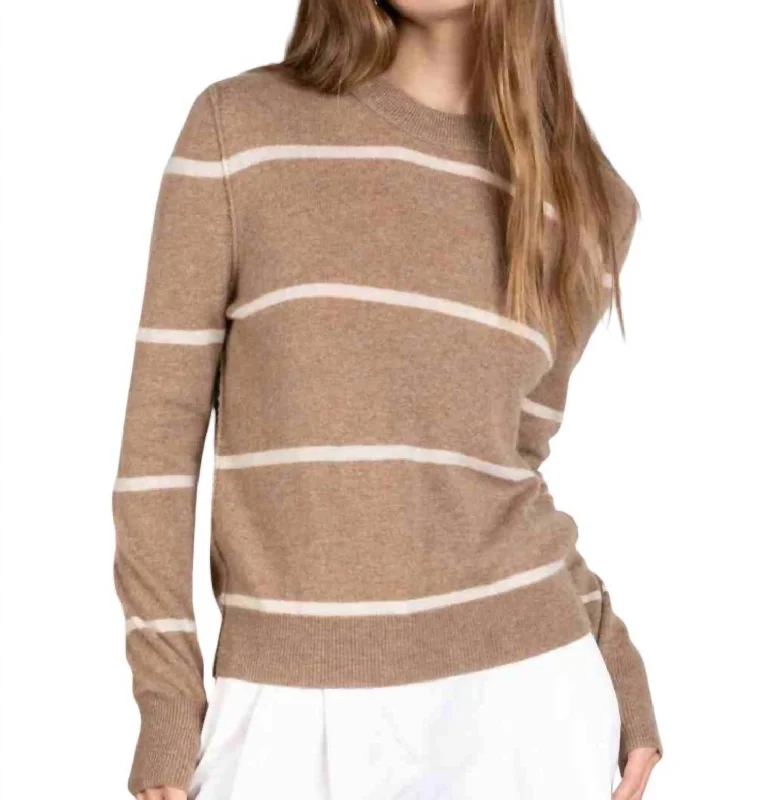 Women's Clothes For The Office Vintage Inspired Fashion Sale Cashmere Striped Syd Sweater In Brown Women's Clothes For The Office Vintage Inspired Fashion Sale Cashmere Striped Syd Sweater In Brown