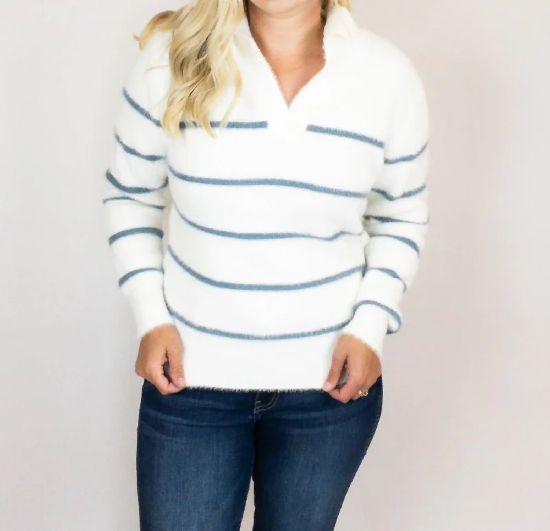 Style Upgrade Ultra Cozy Stripe Sweater In Light Blue