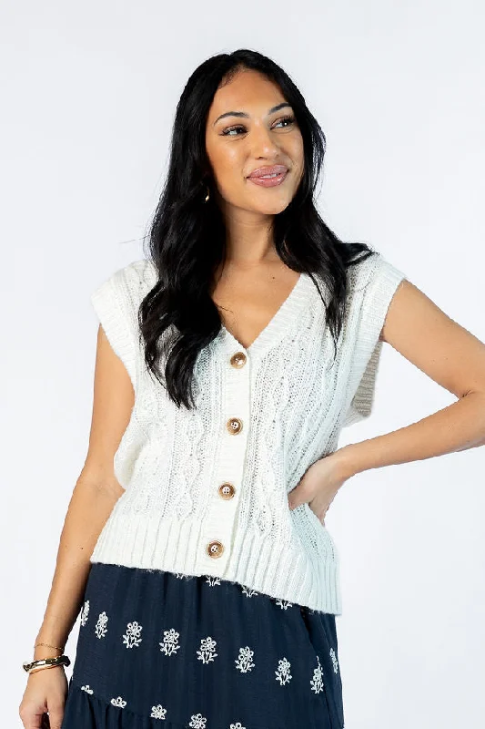 Flash Sale Weather It Together Ivory Cable Knit Sweater Vest