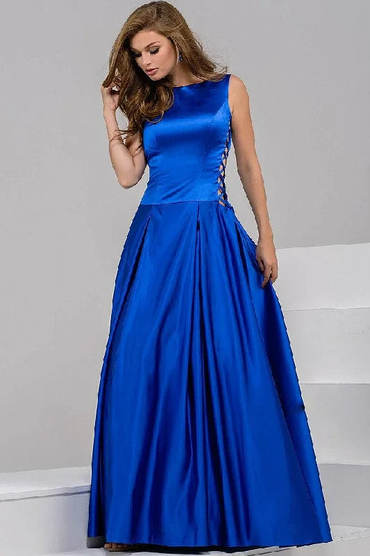 Evening Elegance Jovani 42470 - Satin Boat Neckline Gown