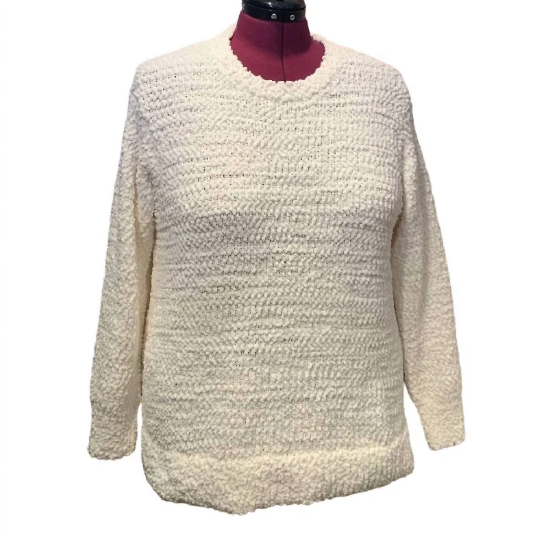 Women's Clothing Sets Daily Deals Women's Popcorn Boucle Long Sleeve Fuzzy Crew Neck Sweater In White Women's Clothing Sets Daily Deals Women's Popcorn Boucle Long Sleeve Fuzzy Crew Neck Sweater In White