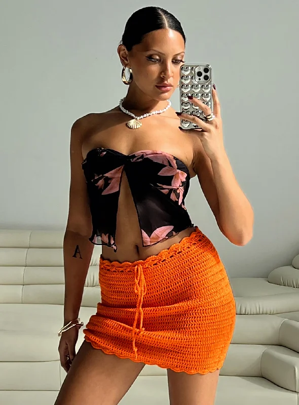 Flash Sale Fever Mirrabook Crochet Mini Skirt Orange