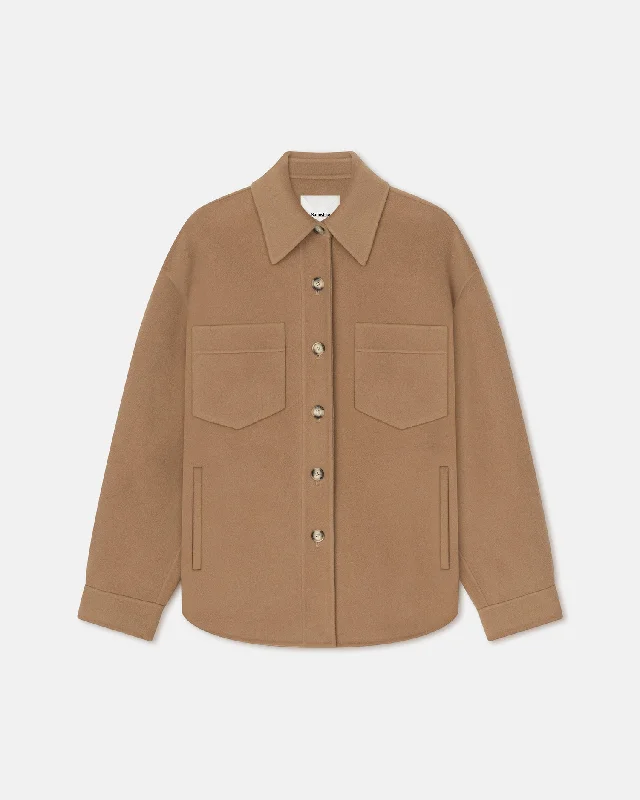 Women's Seasonal Wardrobe Clothing Evening Elegance Perth - Double Wool Silk Overshirt - Camel Women's Seasonal Wardrobe Clothing Evening Elegance Perth - Double Wool Silk Overshirt - Camel