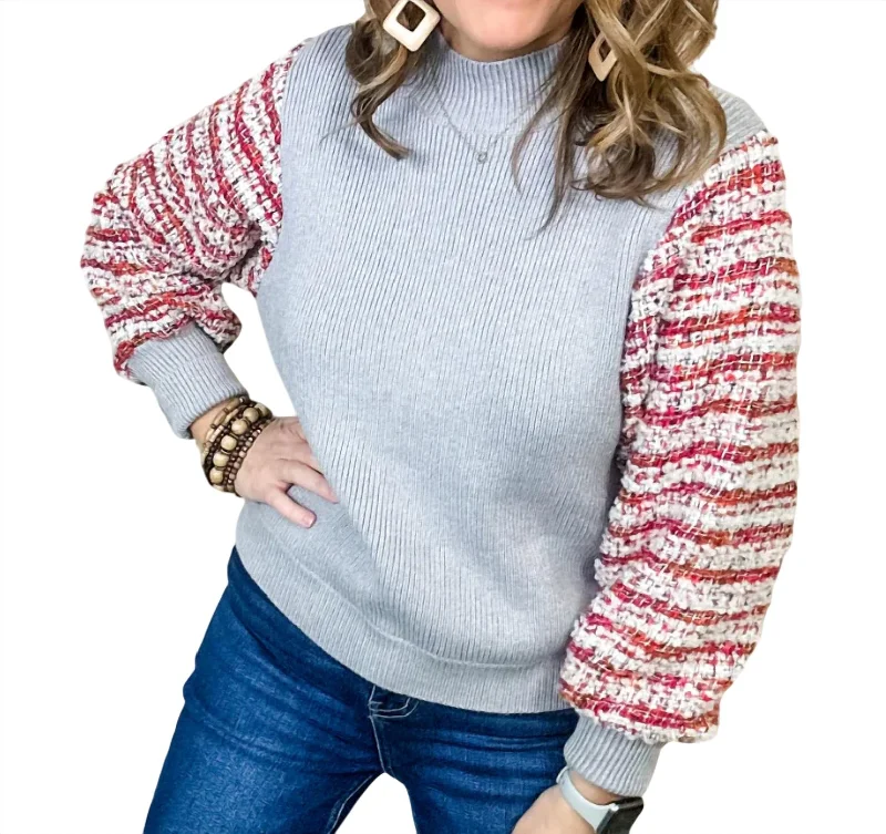 Elevated Style Annette Mixed Sweater In Grey