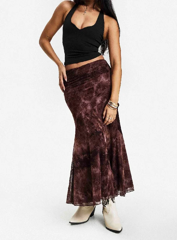 Mid - Week Surprise Sanderi Maxi Skirt Brown Multi