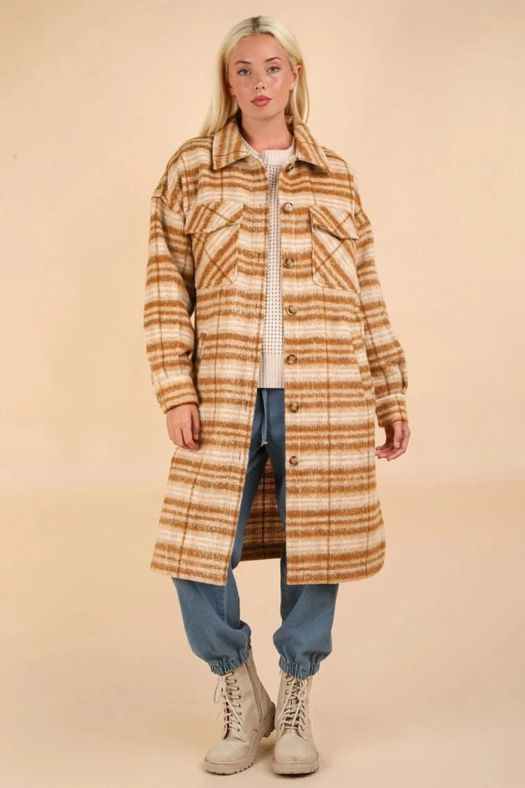 Free Spirited Fashion Roxy Plaid Sherpa Jacket