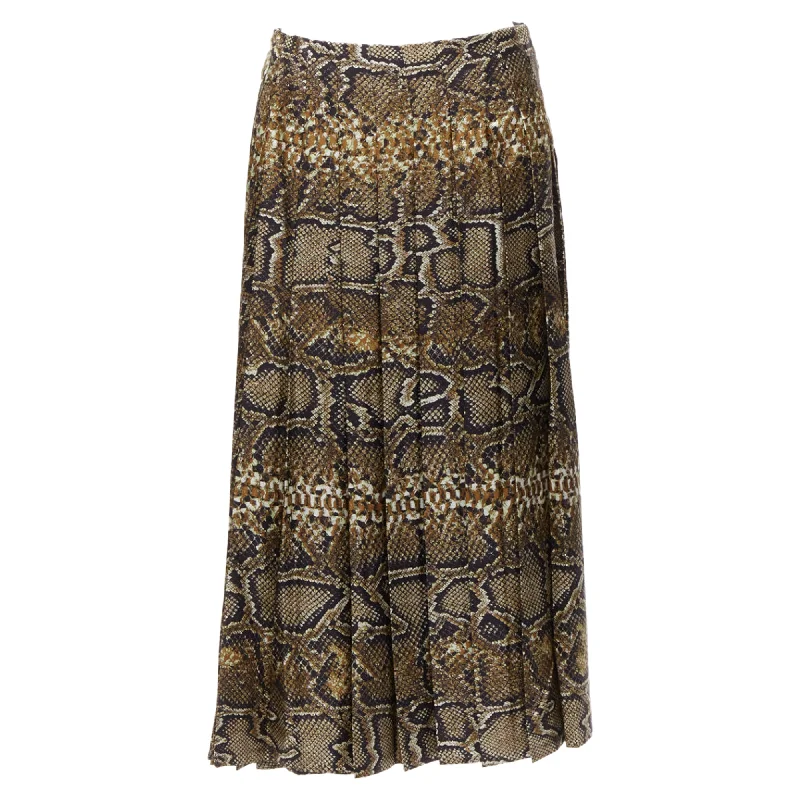 Sleek Design Victoria Beckham silk animal print pleated midi skirt