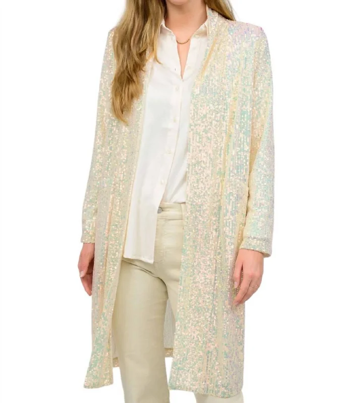 Women's Outdoor Attire Coastal Beach - Inspired Style Sparkle Duster In Champagne