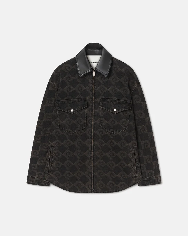Classic Women's Clothing Styles Casual Chic Adane - Printed Denim Jacket - Diamond Check/Black Classic Women's Clothing Styles Casual Chic Adane - Printed Denim Jacket - Diamond Check/Black