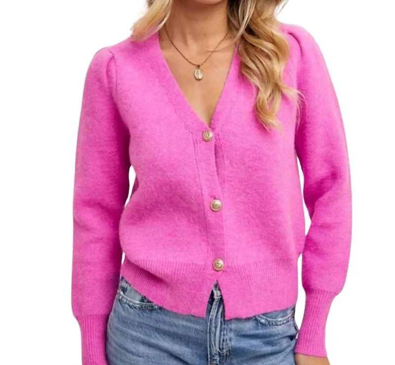 Clearance Sale, All Cheap Button Up Knit Cardigan In Pink