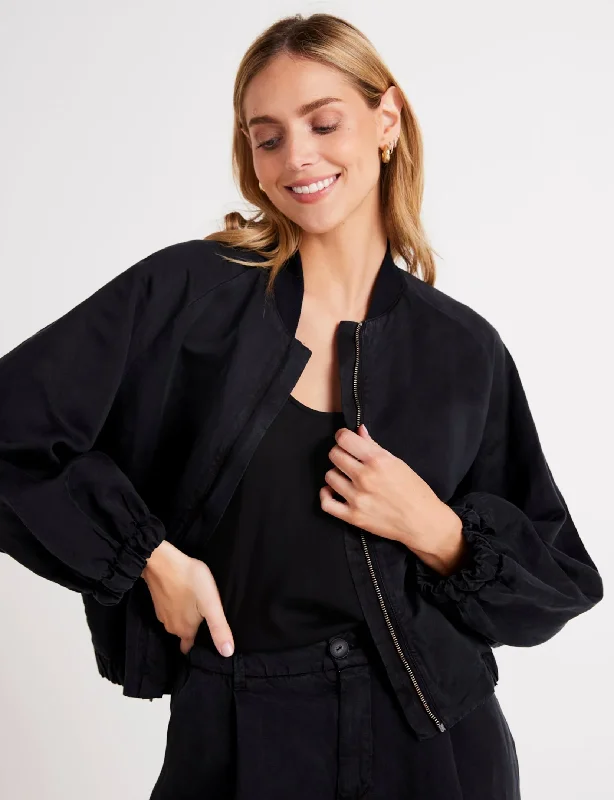 Style Without Limits Chloe Clean Bomber Jacket, Black