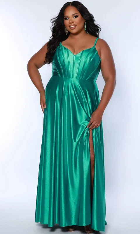 Bold Patterns Sydney's Closet SC7380 - V-Neck Satin Prom Dress