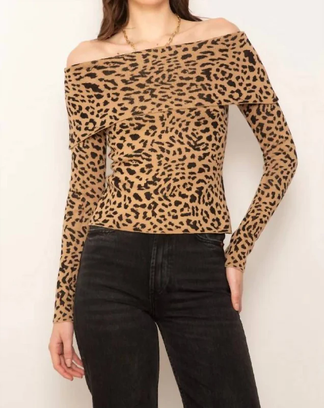 Flash Sale Now Nova Off Shoulder Sweater In Leopard