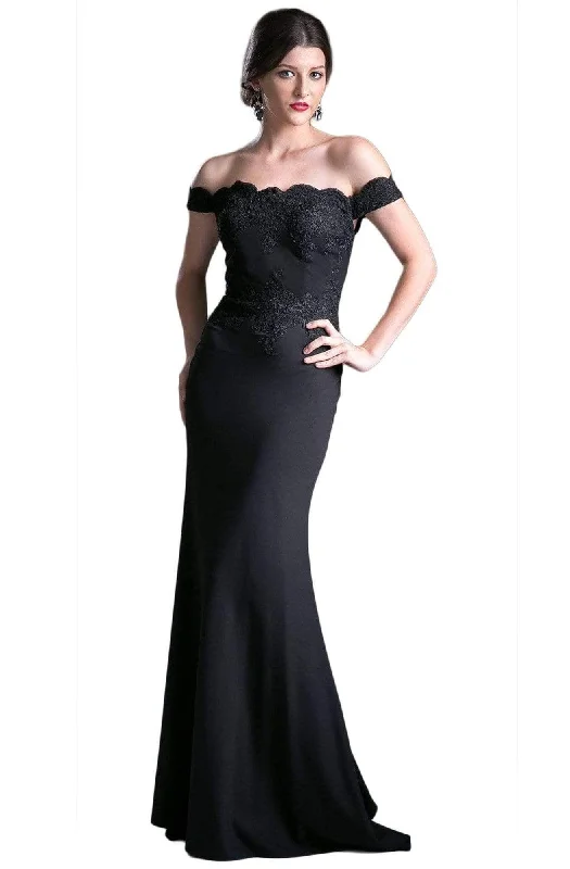 Ethnic Cultural Event Wear Ladivine CF158 - Satin Off Shoulder Stretch Crepe Evening Dress