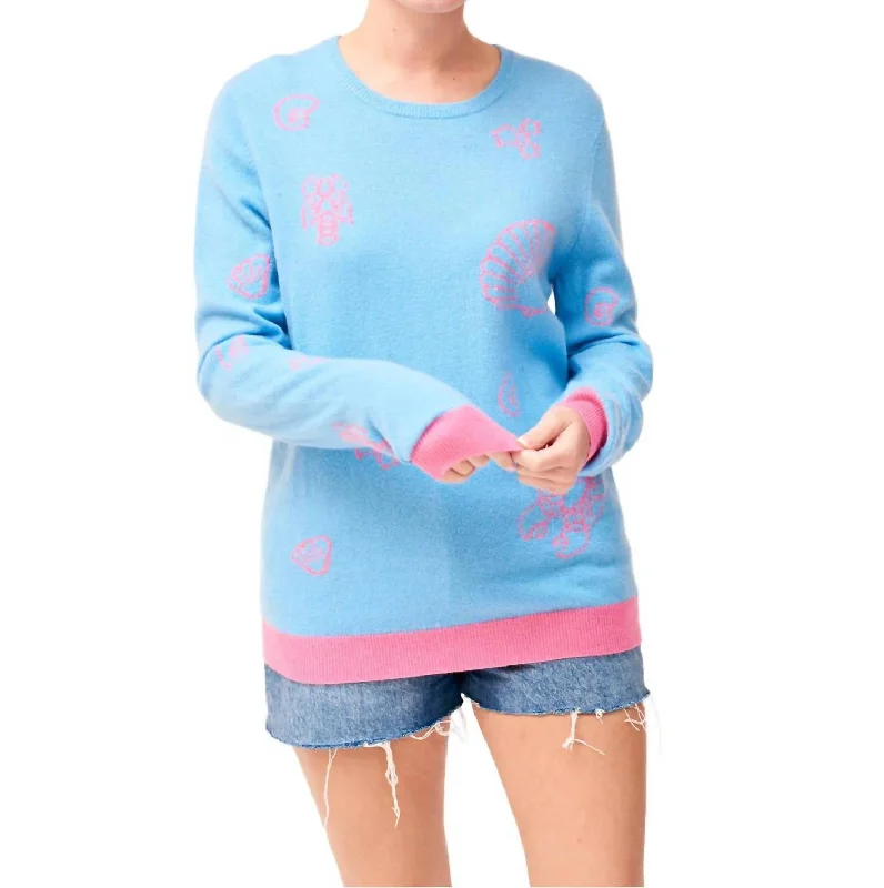 Comfortable Women's Clothing Best Deals Of The Season Sea Life Cashmere Sweater In Light Blue Comfortable Women's Clothing Best Deals Of The Season Sea Life Cashmere Sweater In Light Blue
