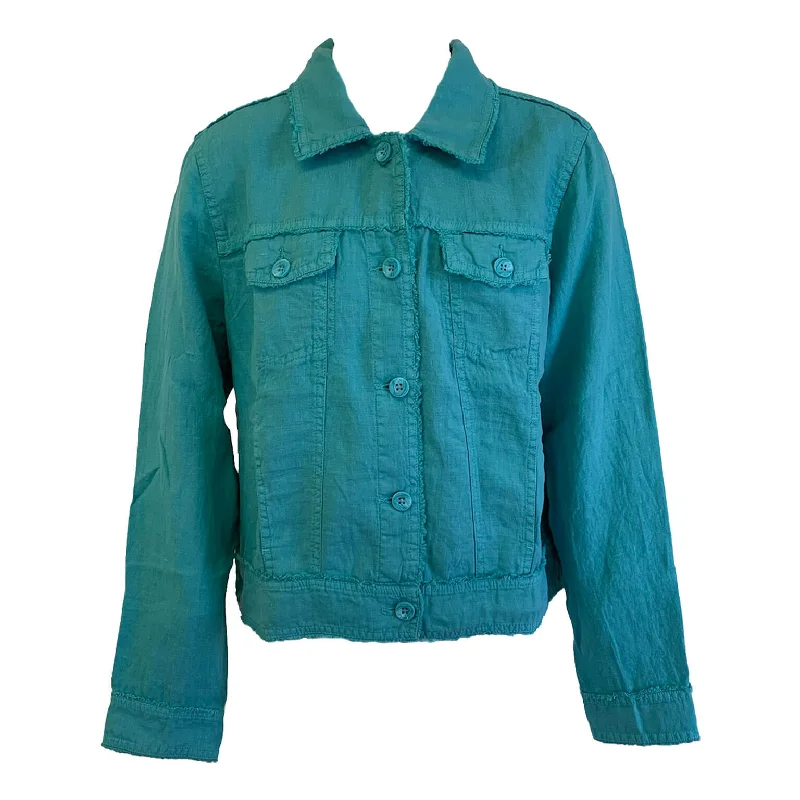 Special Offers, Don't Miss Tommy Bahama Women's Two Palms Raw Edge Linen Jacket - Azul Mar