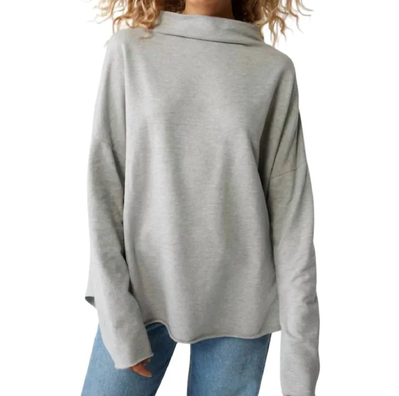 Vibrant Femme Fashion Laurel Mock Neck Top In Heather Grey