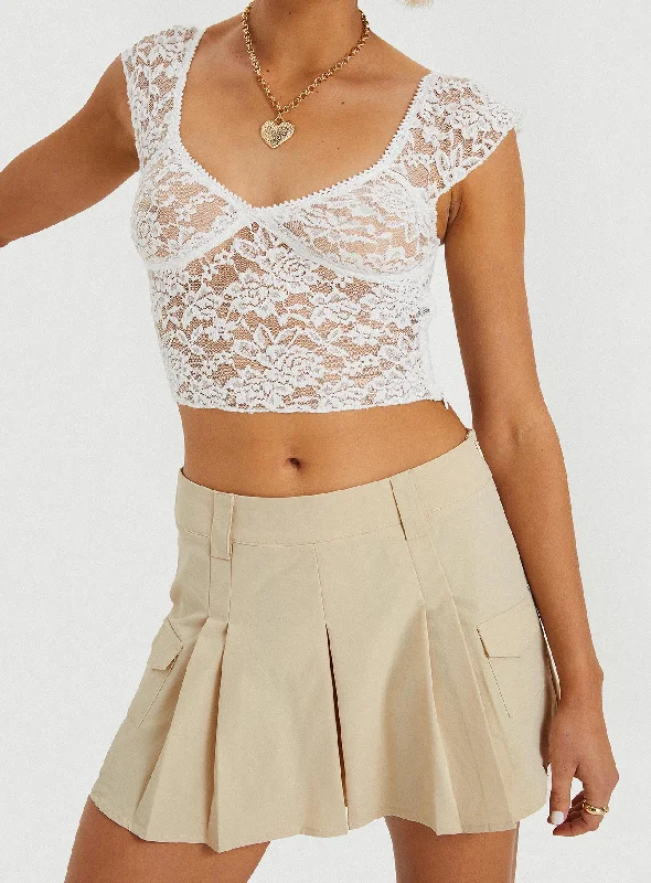 Women's Charming Outfit For Events Seasonal Picks Millz Cargo Mini Skirt Beige