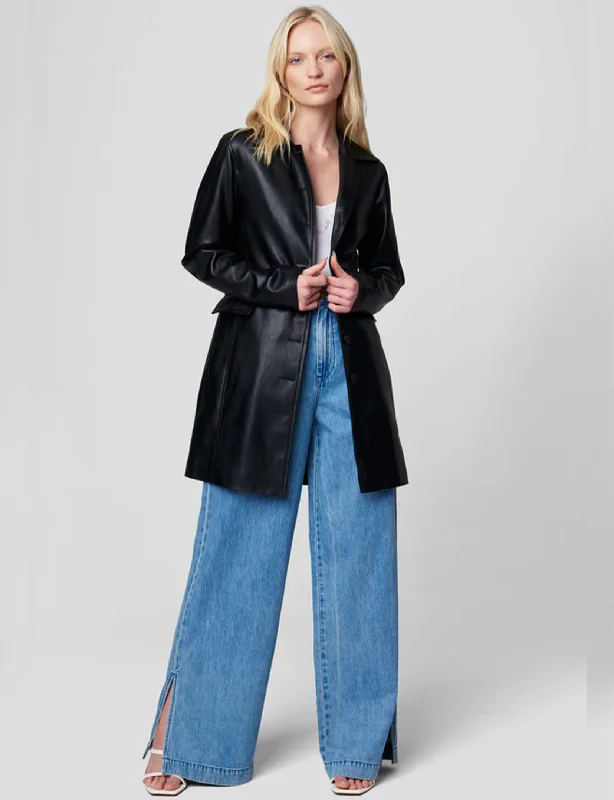 Chic Women's Outfit Shop Sales Vegan Leather Trench Coat, Turning Point