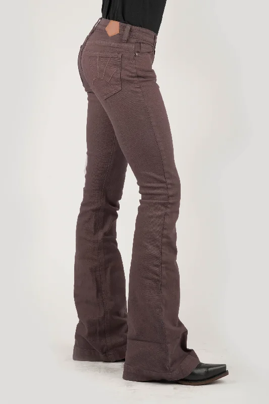 Evening Looks WOMENS PLAIN FRONT NO POCKETS BROWN COLOR JEANS