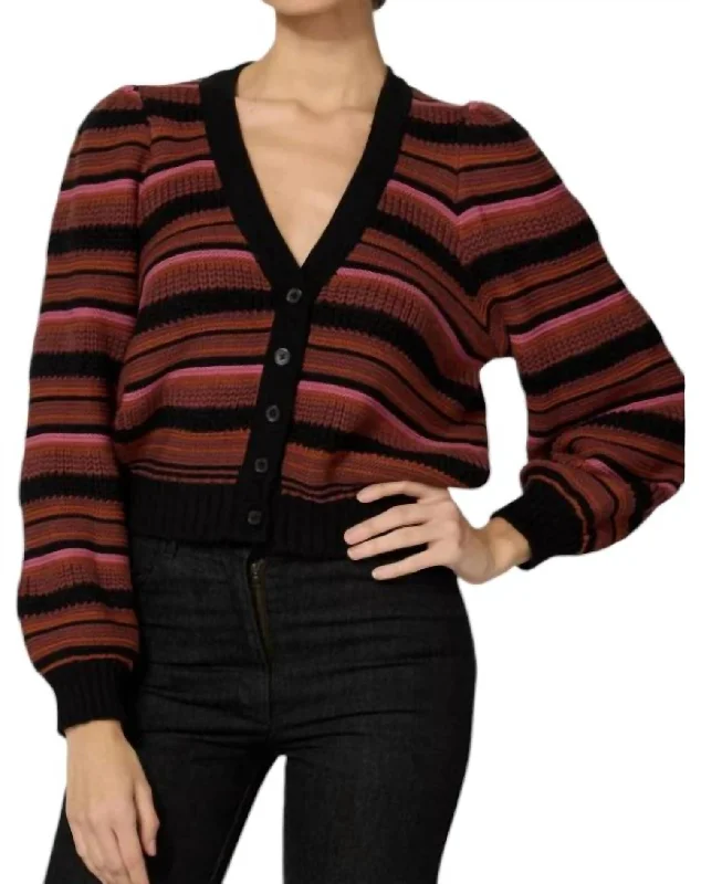 Special Offer Bethany Sweater Cardigan In Black Multi Stripe